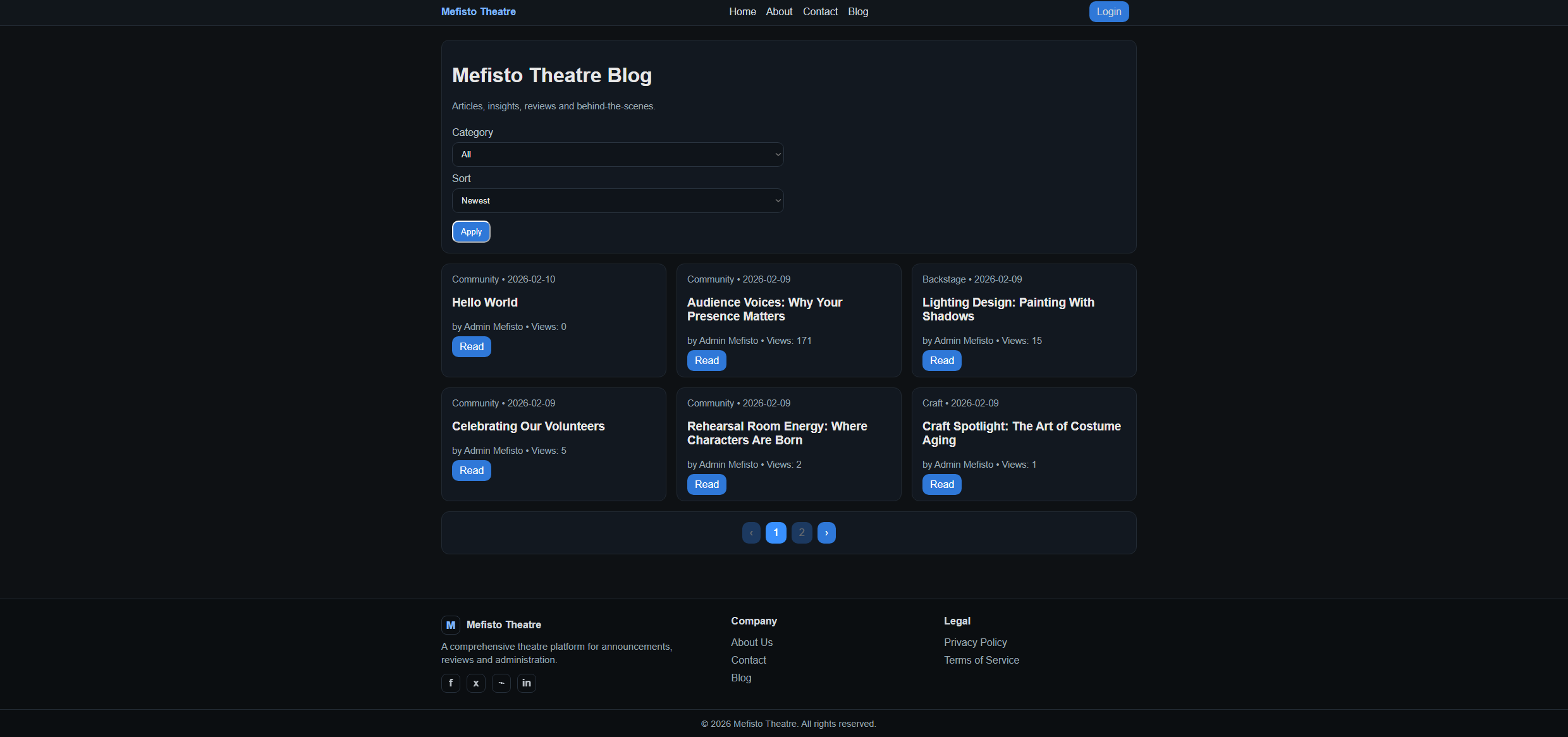 Mefisto Theatre blog page