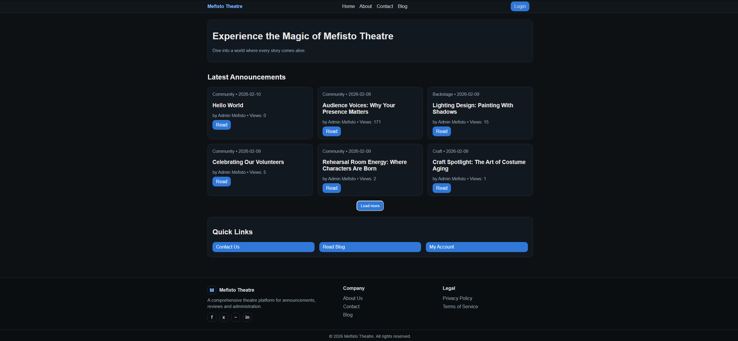 Mefisto Theatre home page